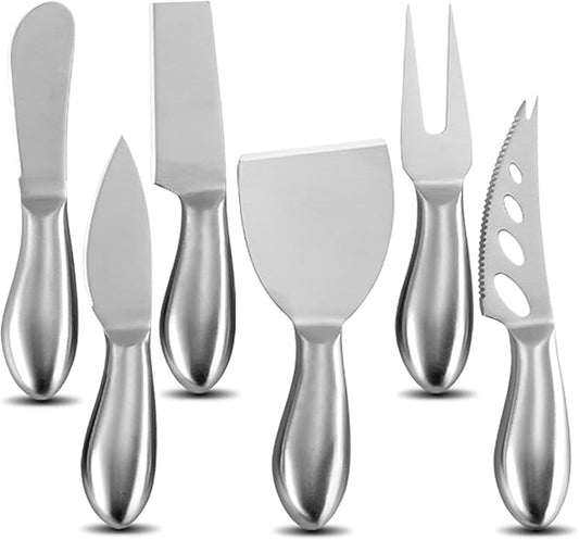 VANRA 6-Piece Cheese Knife Set Mini Stainless Steel Cheese knives with Butter Spreader and Fork for Charcuterie Boards and Cheese Platters