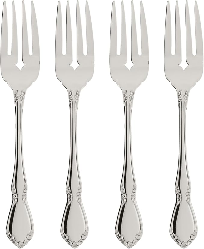 Oneida Silverware Set, Chateau Fine Flatware 4-Piece Salad Forks Set, Service For 4, 18/10 Stainless Steel Forks, Mirror Finish, Dishwasher Safe, Utensils, Metal Salad Fork (Silver, 4 Piece)