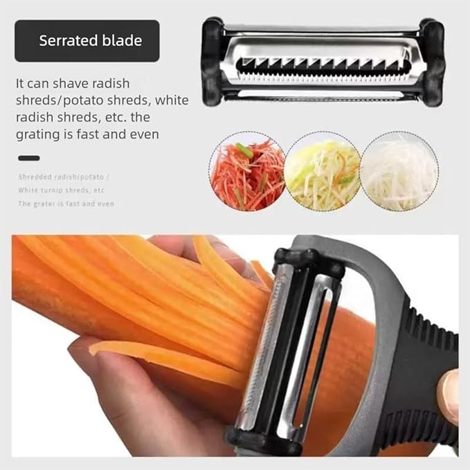 3 in 1 Vegetable Peelers for Kitchen, Adjustable Blade Switching Function, Carrots, Apples, Cucumbers, Julienne, Slicer, Sharp Stainless Steel, Non-Slip Handle