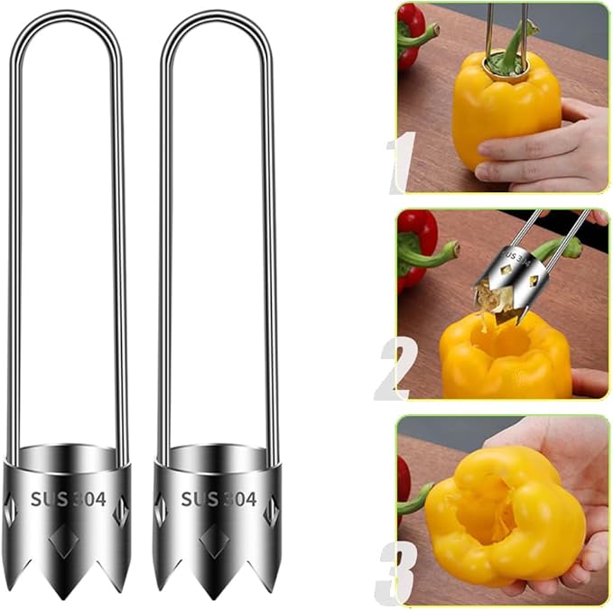 Red Bell Pepper Seed Corer,2024 New Stainless Steel Fruite Corer,For Vegetables Fruit Kitchen Gadget (2 PCS)