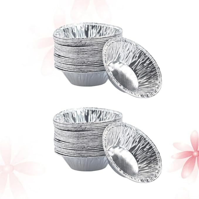 KALLORY Disposable Tart Pans 200Pcs Foil Tart Mold Non-Stick Baking Cups for Kitchen Baking Muffin Cooking