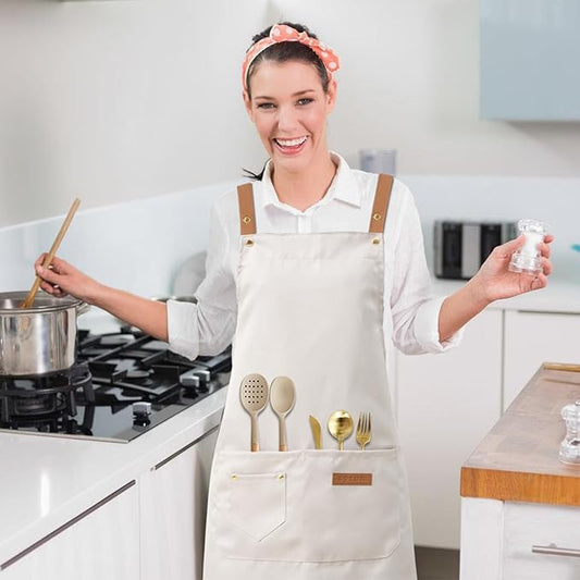DILLMAN Art Aprons for Men Women Painting Pottery Baking, H Back Straps Waterdrop Kitchen Chef Cooking Apron with Pockets