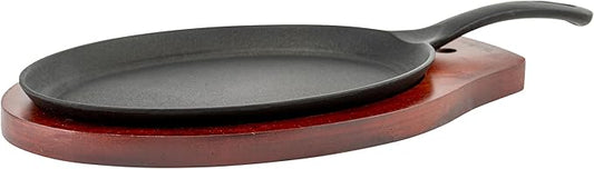 Winco FS-2 2-Piece Cast-Iron Fajita Server Set,Black, Brown,Medium