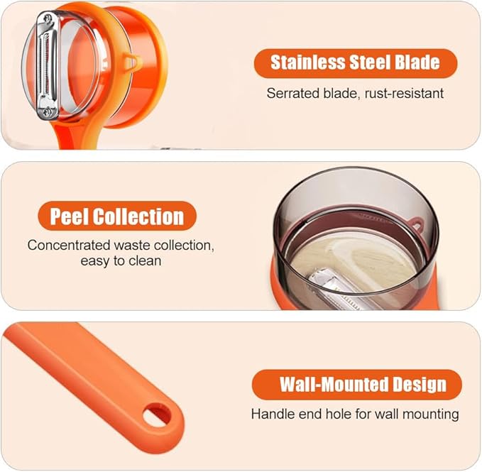 Upgrade Fruit & Vegetable Kitchen Peeler with Storage Box -Safe and Efficient Double-Sided Sharp Stainless Steel Blade,Easy to Clean Peeler with Box Storage,Mess-Free Vegetable & Fruit Prep(Green)