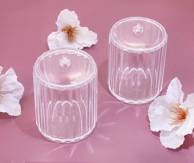 ONLYKXY 2pcs Clear Acrylic Toothpick Holder Elegant Clean For Home Kitchen Storage Gadgets Creative Portable Toothpick Box (Circular+lid)