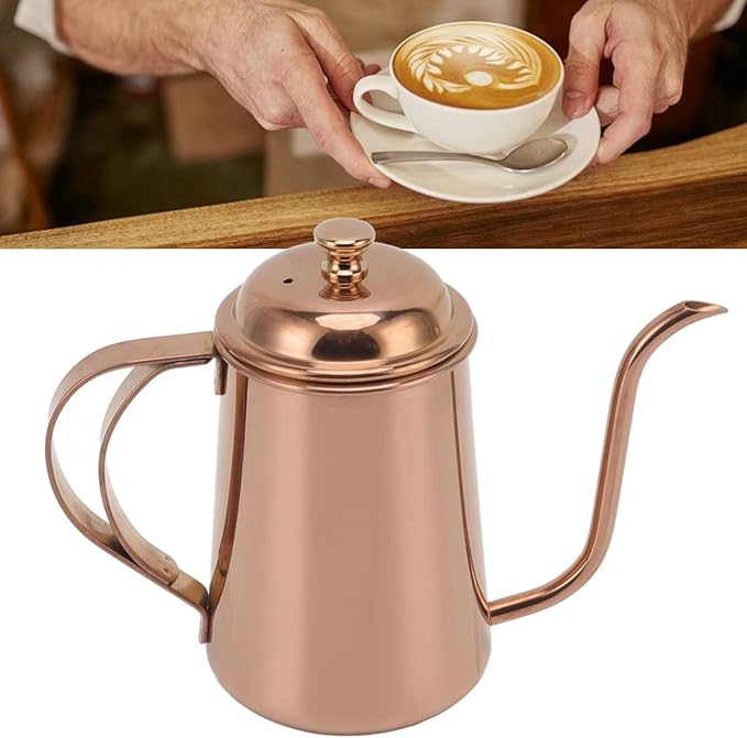 650ml Pour Over Coffe Kettle, 304 Stainless Steel Rustproof Pour Over Kettle Drip Coffee Maker, Hanging Ear Coffee Kettle with Lid,Thickened Gooseneck Coffee Kettle for Home, Kitchen