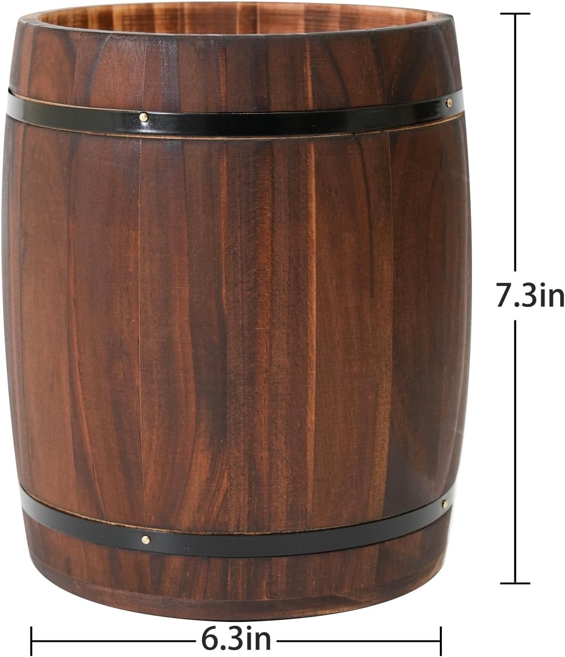 Tomato Garden Wooden Utensil Holder, Brown, Barrel Shape, Holds Spoons and Scoops, Wine Barrel Design, Painted, Smooth Surface, Sturdy Construction