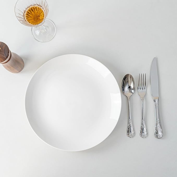 White Dinner Plates Set of 4, 11 Inch Ceramic Plates – White Porcelain Dinner Plates for Kitchen, Serving & Everyday Use, Microwave & Dishwasher Safe