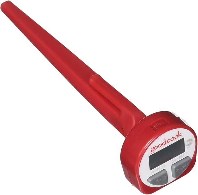 GoodCook Everyday Digital Instant Read Food Thermometer, Stainless Steel Probe, Fahrenheit & Celsius Display, Pocket Sleeve Included