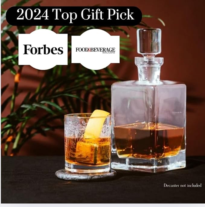 AWAZ Whiskey Glasses – Set of 2, Engraved with Whiskey-Making Process, 24k Gold Rim – 11oz Scotch, Bourbon Lovers Glass – Best Gift - Men, Dad, Husband, Coworker – Holiday, Birthday, Retirement
