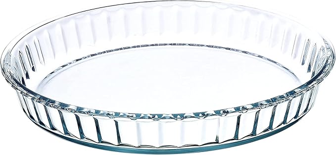 Simax Glass Fluted Cake Dish: Shallow - Heat, Cold and Shock Proof - Made in Europe - 11-Inch
