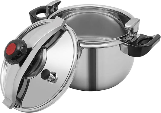 LyeXD 11L/11.62 Qt Stainless Steel Pressure Cooker, Stainless Steel Pressure Stewing Pot w/Two Safety Clips, Pressure Canner Olla de Presion,One-Hand Locking Induction Compatible Cookware for Home