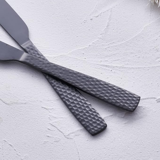 Matte Black Dinner Knife Set of 6, 9.7 inches Stainless Steel Black Table Knife, Satin Finish.