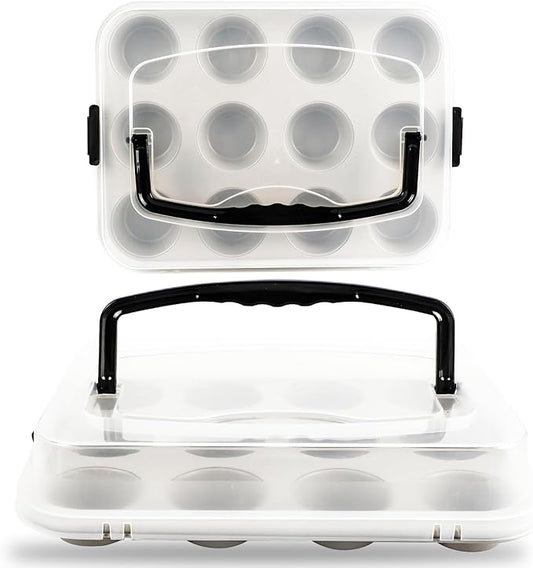 Spmarkt 2-Pack Beige Muffin Pan, Non-Stick 12-Cup Cupcake Pan with Lid, Cupcake Pan with Lid and Handle, Perfect for Holidays, Birthdays, and Family Gatherings