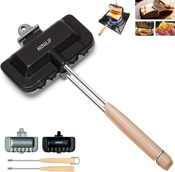 Portable Hot Sandwich Maker - Ideal for Home & Outdoor Use, Sandwich & Hobo Pie Maker, Breakfast Skillet Flip Pan