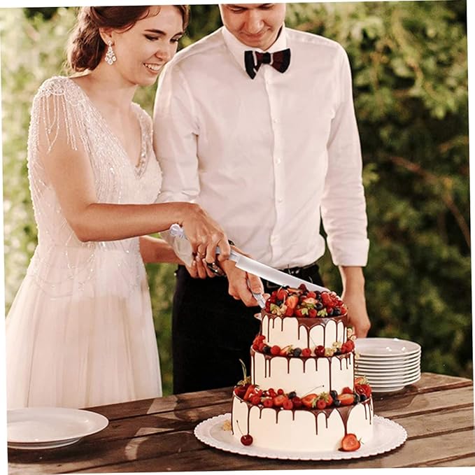 BEAHING Wedding Cake Knife Server Set, Mr and Mrs Crystal Handle Cutter for Anniversary Engagement