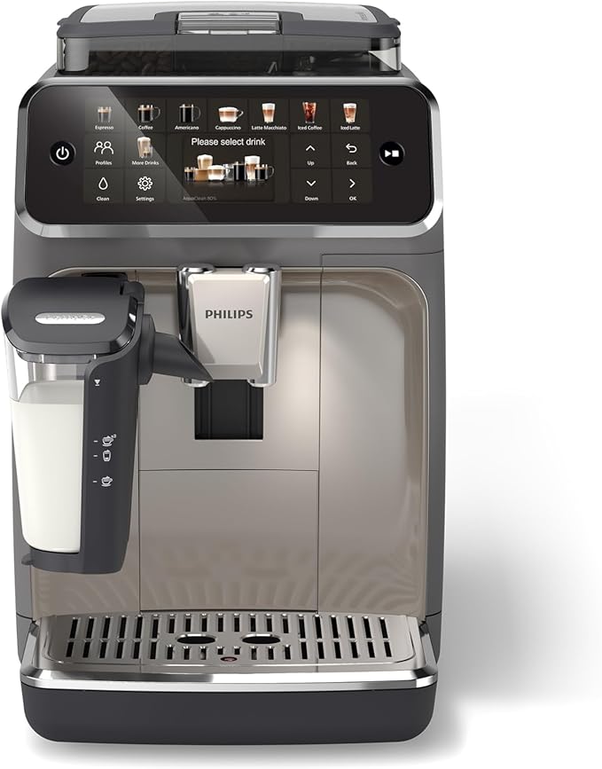 Philips 5500 Series Fully Automatic Espresso Machine, LatteGo Milk System, Integrated Grinder, 20 Hot & Iced Coffee Pre-Sets, Quick Start, SilentBrew, 15-Bar Pressure, Black Chrome (EP5544/94)