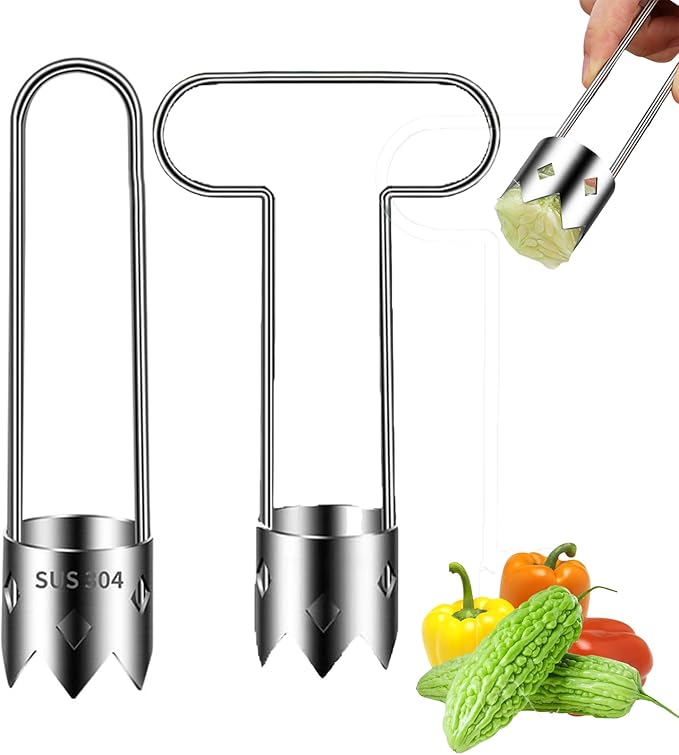 Multifunctional Fruit And Vegetable Core Remover,Red Bell Pepper Seed Corer Universal Stainless Steel Fruit Core Remover,Bell Pepper Corer Cutter Tool for Kitchen Gadget (1, Mix Style)