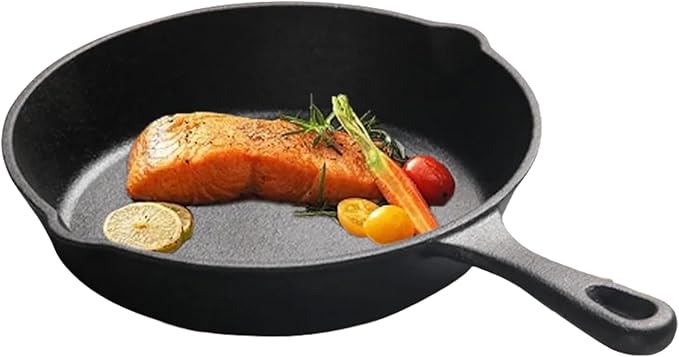 JSY Sun Cast Iron Frying Pan, 10 inch Skillet Frying Pans with Iron Handle for Gas, Induction, Oven, Grill - No Coating, Chemical-Free, Oven Safe, Virgin Iron