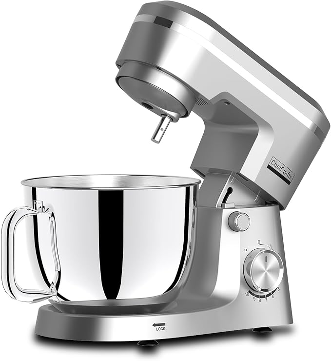 Household Stand Mixer with 6.5 Quart Bowl, Electric Food Mixer 10+p Speeds 660W, Kitchen Tilt-Head Bread Dough and Cake Mixers with Dough Hook, Whisk, Beater, Splash Guard