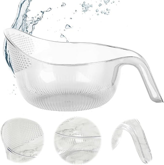 2-In-1 Rice Strainer,Large Rice Washer Beans Washer Strainers And Colanders - Washing Bowl for Fruit Washing Bowl With Strainer,Rice Washing Bowl Multifunctional Drain Basket (White)