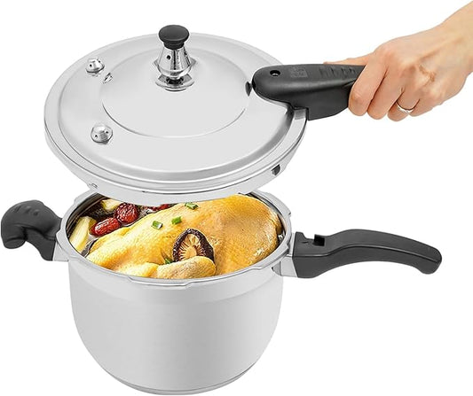 Bokknppo Stainless Steel Pressure Cooker Large Capacity 60Kpa Pressure Pot Explosion-proof Compound Bottom Pressure Canner with Pressure Limiting Valve for Gas Stove Induction Cooker (4L/1.06gal)