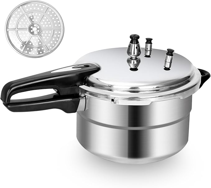 Fulgutonit 5.3 Quart Pressure Cooker, 10 Psi Induction Compatible Pressure Canner w/Multiple Pressure Control & Protection, Canning Rack Included