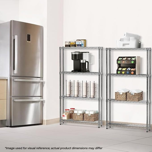 Shelving Inc. 8" d x 24" w x 64" h Chrome Wire Shelving with 4 Tier Shelves, Weight Capacity 800lbs Per Shelf