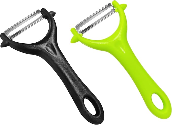 BlingKingdom 2 PCS Vegetable and Fruit Peelers, Stainless Steel Rotary Peelers Sharp Y-shaped Potato Peeler Kitchen Veggie Peeler (Green + Black)