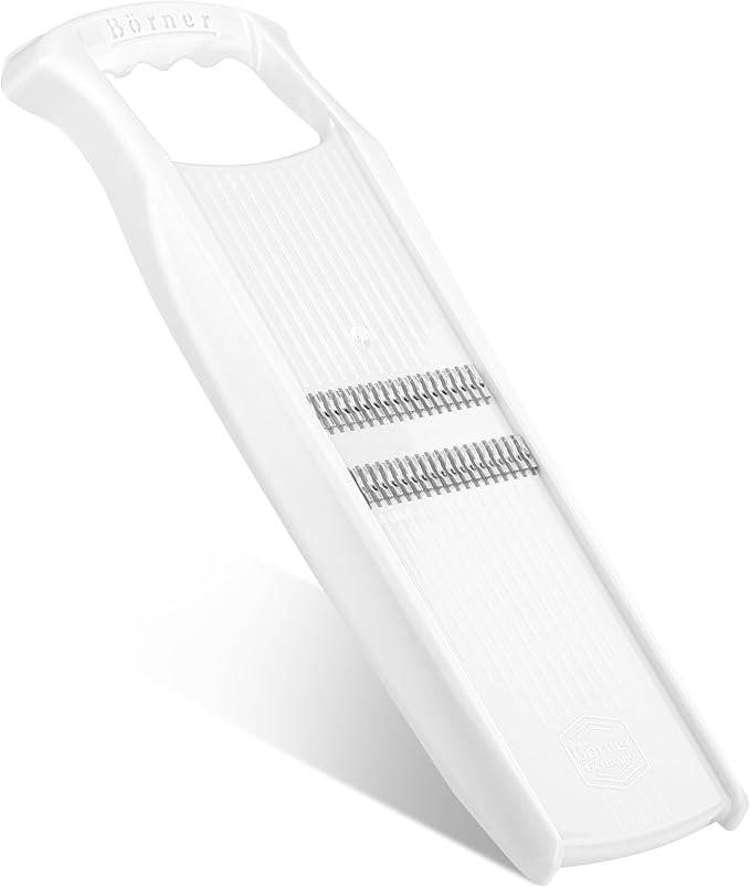 Börner by Reston Lloyd Roko PowerLine • Short & Long Vegetable Strips/Noodles & Safety Food Holder • Made in Germany, White
