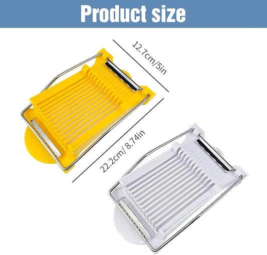 Easy Press Food Slicer - 12 Stainless Steel Wire Slicer for Luncheon Meat, Eggs, Spam, Tomatoes, Soft Fruits & Cheese (White)