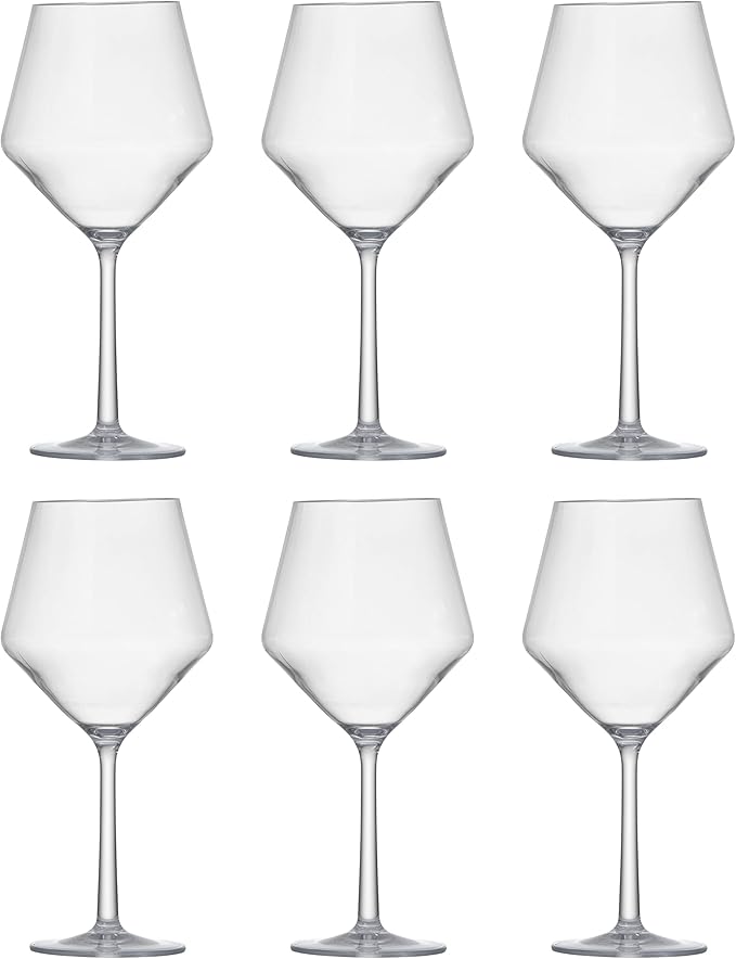 Fortessa Sole Outdoor Shatter Resistant BPA Free Premium Copolyester Plastic Drinkware 6 Pack, Cabernet Glass, Clear, 22 Ounce (Set of 6)