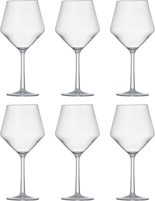 Fortessa Sole Outdoor Shatter Resistant BPA Free Premium Copolyester Plastic Drinkware 6 Pack, Cabernet Glass, Clear, 22 Ounce (Set of 6)