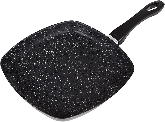 VITREX Granite Noir Metallic Nonstick 10.6" Square Grill Pan – Black Enameled Steel, Stone-Effect Triple-Layer Coating, Ridged Cooking Surface Griddle Pan