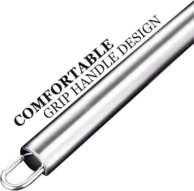 Stainless Steel Spider Strainer, 6.3" Asian Wire Skimmer Ladle for Cooking Frying Food Pasta Spaghetti Noodle Hot Pot, Stay Cool Handle with Hook for Easy Storage, Food Recipe Ebook Included