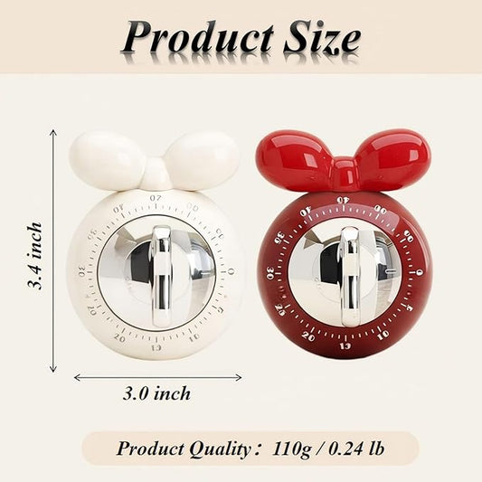 Cooking Timers for Kitchen, Mechanical Kitchen Timer for Cooking Cute with Loud Alarm, No Batteries Required, Magnetic Back of Cute Kitchen Timer for Classroom, Home, Study and Cooking (Red)