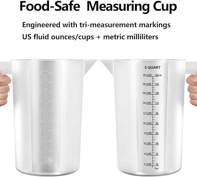 Plastic Measuring Cup with Handle, Pool Chemical Measuring Cup, Plastic Measuring Pitcher for Liquid Mixing, Pouring, Lawn Care, Pet Food, Motor Oil, Laboratory and More (32, Fluid Ounces, 1000ml)