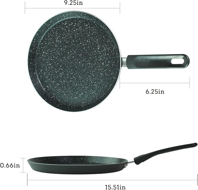 LECOOKING Nonstick Dosa Pan, Crepe Pan,Comal Para Tortillas, Non-Stick Pancake Griddle Compatible with Induction， also for Crepes.9.5 inch