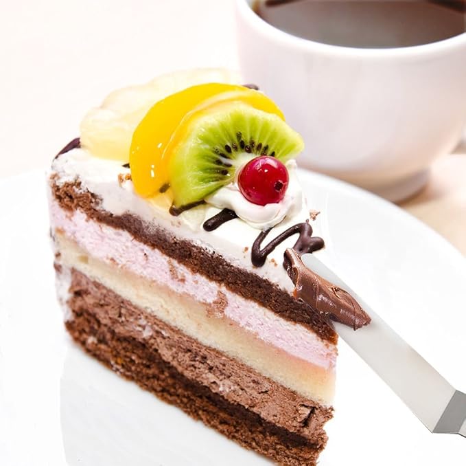 PUCKWAY 3 Metal Cake Offset Spatulas, 6 8 & 10 Inch Frosting Angled Icing Spatula for Decorating