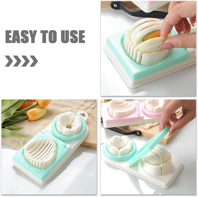 Gatuida Multifunctional Egg Slicer and Peeler Kitchen Gadget, Sturdy Green Dual-head Boiled Egg Cutter for Home Use, Practical Fruit and Vegetable Slicing Tool