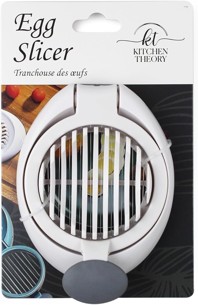 Egg Slicer, Stainless Steel Wire Cutter for Hard-Boiled Eggs, Mushrooms and Fruits Etc., Dishwasher Safe with Easy Grip Handle, BPA Free (White)
