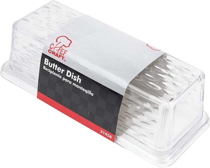 Chef Craft Select Plastic Butter Dish, 7 Inches In Length, Clear