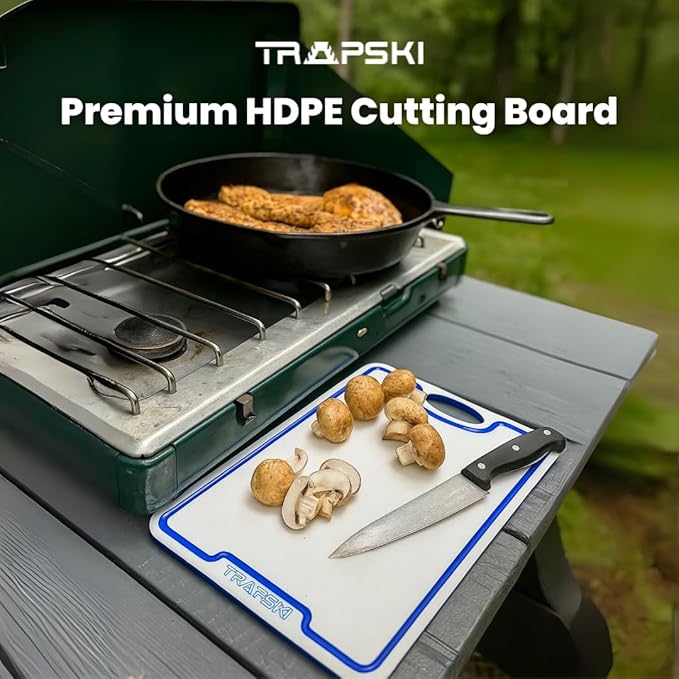 Premium 1/2 Inch Textured Plastic Cutting Chopping Boards | Food-Grade, Dishwasher Safe with Wide Juice Grooves | Easy Grip Handle
