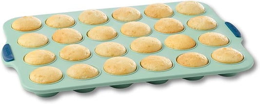 Starfrit Silicone Baking Pan - 24 Mini Muffins with Integrated Metal Frame - Green
