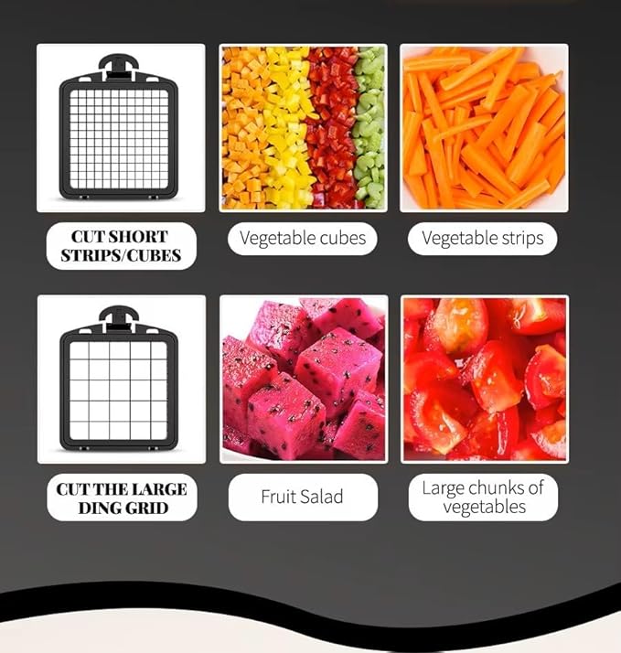 DOSTDR - Vegetable Chopper, Mandoline Slicer, Veggie Chopper, Food Chopper with Container, Vegetable Cutter for Onion Salad Vegetable Chopper, Fruit Slicer, Shredding, Multi-Function (White & Black)
