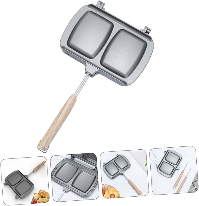 Breakfast Sandwich Maker Double Sided Non Stick Frying Pan Stovetop Press for Cooking Sandwiches Waffles Eggs and More Ergonomic Handle for Easy Use for Outdoor and Indoor Cooking