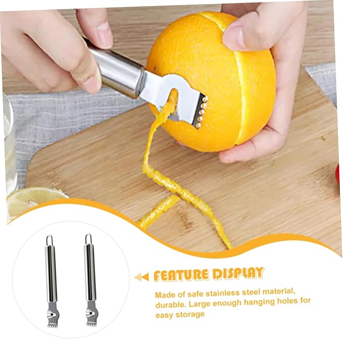 2pcs Ergonomic Lemon Zester Grater Scraper Handheld Fruit Vegetable Grater Non-slip Safety Kitchen Tool