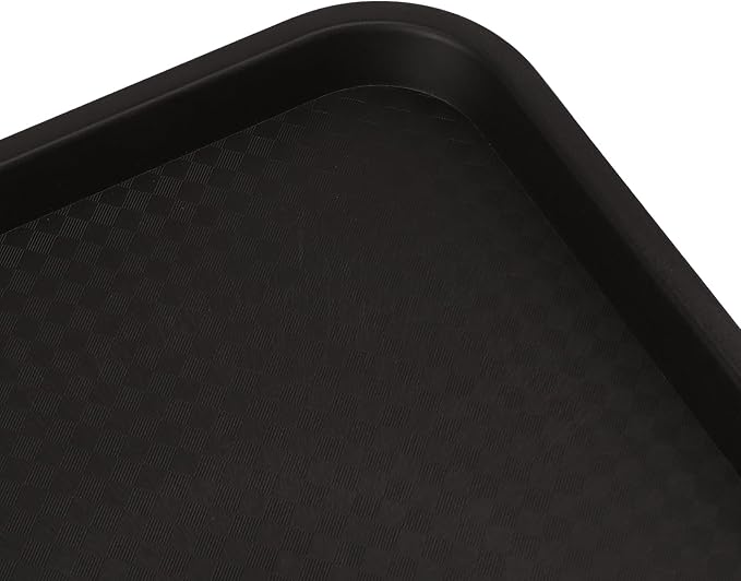 ZOENHOU 6 Pack 16 x 12 Inch Plastic Fast Food Tray,Rectangular Plastic Cafeteria Trays Serving Trays for Serving Food, Black