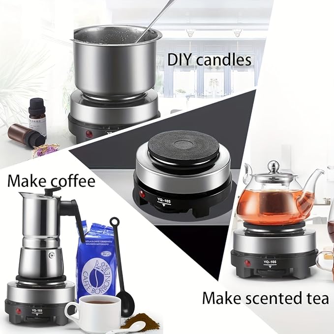 Jerliflyer 110V Mini Electric Stove,Portable 500W Multifunctional Stove Kitchen Dormitory Camping for Soup Coffee Porridge Hot Pot