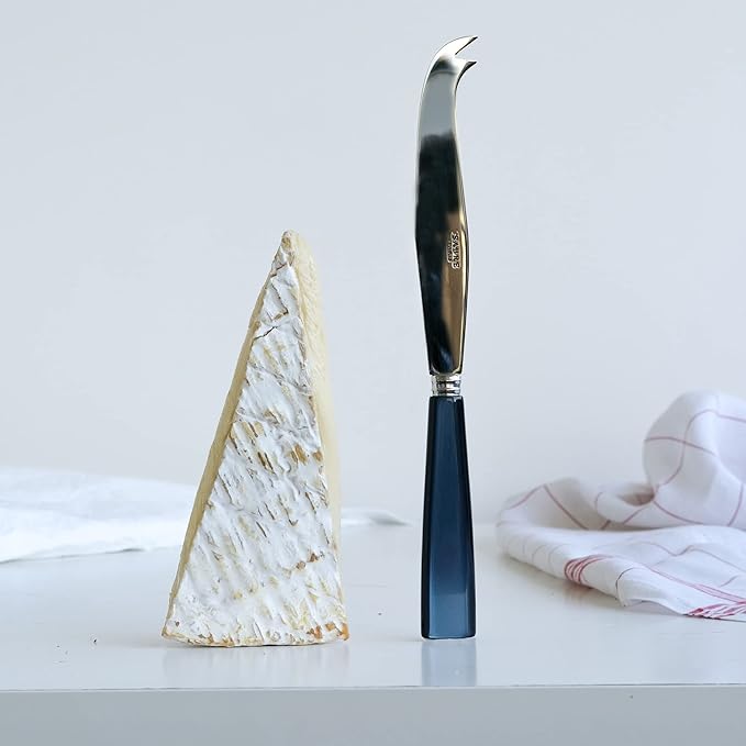 SABRE PARIS - Cheese Knife 9.4 inches - Icône Collection - All Cheeses - Stainless Steel & Acrylic - Dishwasher Safe - Midnight Blue